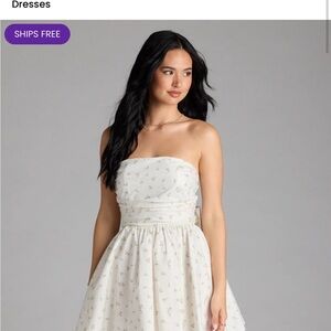 Windsor Strapless White Floral Dress